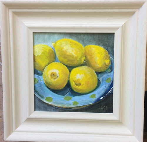 5 Lemons  on the Pottery Plate- 9