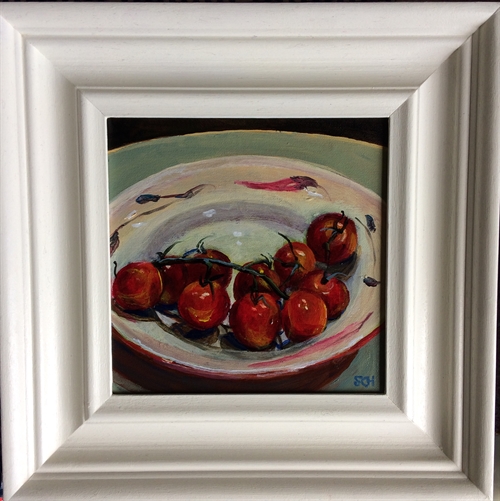 Cherry Tomatoes 2 - 1B  with a hand painted and polished frame. by Sarah Heelis